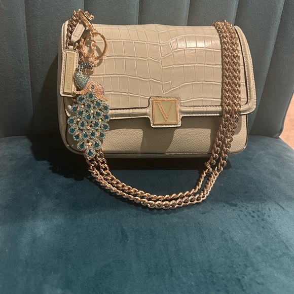 Victoria's Secret Blue Shoulder Bag w/bonus bag charm & compact mirror - Picture 9 of 9